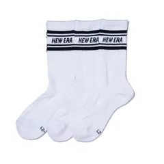 ニューエラ new era NEWERA 靴下 クルー 3ペアソックス クルーソックス メンズ レディース 3P セット 12674027 12674029 12674028 13073278 23cm～25cm ライン-ホワイト