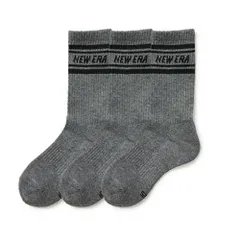 ニューエラ new era NEWERA 靴下 クルー 3ペアソックス クルーソックス メンズ レディース 3P セット 12674027 12674029 12674028 13073278 25cm～27cm ライン-チャコール