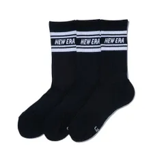 ニューエラ new era NEWERA 靴下 クルー 3ペアソックス クルーソックス メンズ レディース 3P セット 12674027 12674029 12674028 13073278 27cm～29cm ライン-ブラック