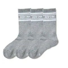 ニューエラ new era NEWERA 靴下 クルー 3ペアソックス クルーソックス メンズ レディース 3P セット 12674027 12674029 12674028 13073278 27cm～29cm ライン-グレー