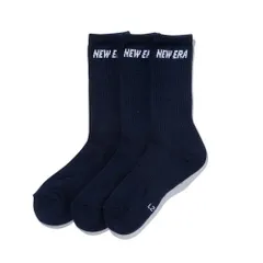 ニューエラ new era NEWERA 靴下 クルー 3ペアソックス クルーソックス メンズ レディース 3P セット 12674027 12674029 12674028 13073278 27cm～29cm ネイビー