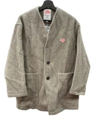 ダントン DANTON 2022年 カラーレス Vネック コート COLLARLESS V NECK COAT ノーカラー アウター ウールパイル 日本製 BEIGE WRB22-113-02 ジャケット ロゴ ベージュ SIZE36 104LT-309