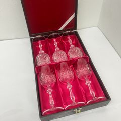 HOYA CRYSTAL ホヤクリスタル　ワイングラス　6客セット　ガラス　カットグラス　専用ケース付
