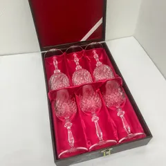 HOYA CRYSTAL ホヤクリスタル　ワイングラス　6客セット　ガラス　カットグラス　専用ケース付