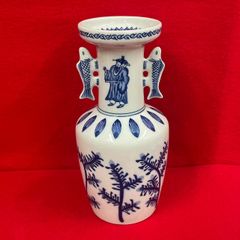 良品＊深川製磁 ブルーチャイナ 花瓶 フラワーベース 高さ23cm 1