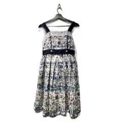 アクシーズファム axes femme ワンピース ひざ丈 DISNEY ミッキー 総柄 M 紺 ネイビー 白 ホワイト ■FY