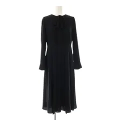 セルフォード CELFORD リボンタイ付きプリーツワンピース ロング 36 ネイビー /DF ■OS