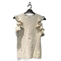 スナイデル SNIDEL プリーツラッフルスリーブニットプルオーバー セーター ノースリーブ F アイボリー ■FY