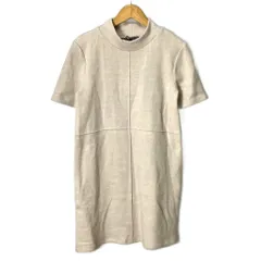 未使用品 ザラ ZARA ニットワンピース 半袖 ハイネック ミニ丈 S ベージュ ■FY レディース