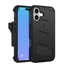 【ZIZO】iPhone 17 用 ケース MagSafe対応 米軍MIL規格 516.6落下テスト済 耐衝撃 360度保護 強化ガラス/キックスタンド/ホルスター/ランヤード付属 BOLT シリーズ 【 ブラック/ブラック 】 