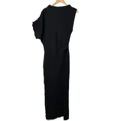 ザラ ZARA ウエストツイストニットドレス ワンピース アシンメトリー ロング丈 M 紺 ネイビー レディース