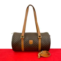 極 美品 CELINE セリーヌ ヴィンテージ マカダム ブラゾン トリオンフ 柄 レザー 2way ハンドバッグ ショルダーバッグ ブラウン  38582