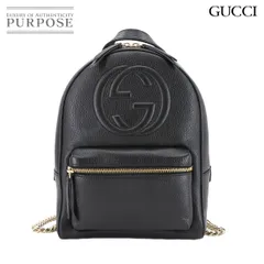 新品同様 グッチ GUCCI インターロッキングG ソーホー バックパック リュックサック レザー ブラック 536192 90304785
