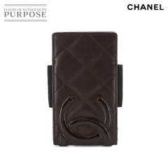 美品 シャネル CHANEL カンボンライン iPod ケース レザー エナメル ブラウン Cambon iPod Case 90305692