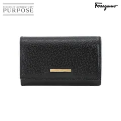 未使用 展示品 サルヴァトーレ フェラガモ Salvatore Ferragamo 6連 キーケース レザー ブラック ゴールド 金具 90305698