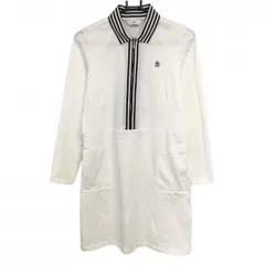 マンシングウェア ポロワンピース 白×ダークネイビー ハーフジップ ストレッチ  レディース M ゴルフウェア Munsingwear