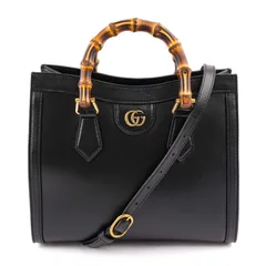 【中古】【未使用品】GUCCI グッチ ダイアナ バンブー ハンドバッグ ブラック レギュラー