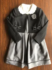 美品　hiromichi nakano ヒロミチナカノ　黒グレーストライプ　ボレロ　ワンピース  スーツ　女の子　130cm 卒園　入学
