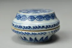 【蔵A5001】中国古美術　青花蓋物　清代
