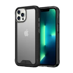 【 ZIZO 】 iPhone 13 Pro Max (6.7インチ) ケース カバー 耐衝撃 衝撃吸収 米軍MIL規格 強化ガラス保護フィルム付属 ハイブリッド (ポリカーボネイト × TPU) ION シリーズ 【 ブラック/ス [ブラック / スモーク]