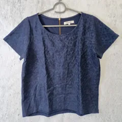 GLOBAL WORK グローバルワーク レディース ネイビー ジャガード織り 半袖 トップス Mサイズ □〇