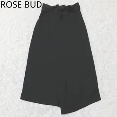 ローズバッド　タイトスカート　ウエストリボン　スリット　ハイウエスト　ポケット　エレガント　シンプル　上品　ブラック