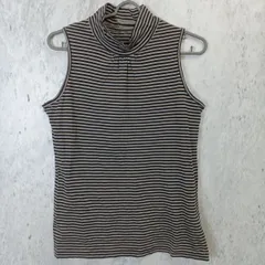 レディース ノースリーブ カットソー ボーダー柄 グレー Mサイズ □〇