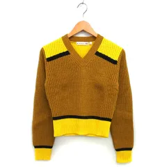 ユニクロ UNIQLO マルニ MARNI Vネック ニット セーター クロップド ウール混 リブ 長袖 M 黄 イエロー キャメル /NT32
