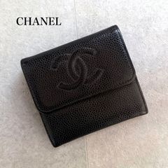値下げ！CHANEL シャネル　財布　キャビアスキン　デカココ　黒　二つ折り CHANEL シャネル キャビアスキン デカココ 二つ折り財布 wホック