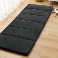 ごろ寝マット 長座布団 70×150cm高反発ウレタン190N 厚さ5cm 硬め 折りたたみ昼寝用マット ごろ寝クッション 畳める 体圧分散 底付き感無し 高耐久 抗菌防臭 防ダニ 三つ折りコンパクト収納 車中泊(70cm×150cm,ブラック) 0