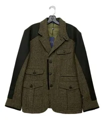 タグ付 美品 POLO RALPH LAUREN ロングビル ツイード レザー切替ジャケット サイズ40S ブラウン系 ポロラルフローレン