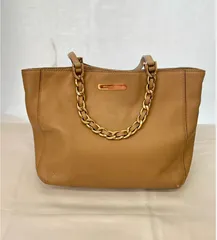 N 値下げ中【中古】マイケルコース トートバッグ チェーン レザー ブラウン 茶 おしゃれ