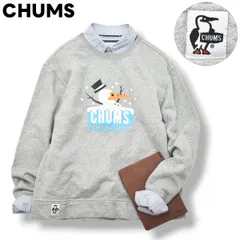 チャムス CHUMS スノーマンプリント スウェット トレーナー S グレー