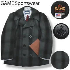 90s USA製 GAME Pコート ウールコート 38 オンブレチェック 灰