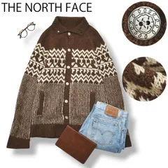 【アルパカ】 ノースフェイス ラグラン ニット カーディガン XL 総柄 メンズ