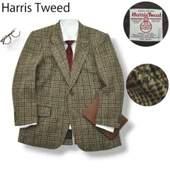 90s 日本製 ハリスツイード テーラードジャケット ブレザー 秋冬 チェック柄