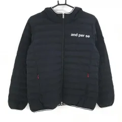 アンパスィ 中綿ジャケット 黒×白 ロゴプリント フード付き  レディース L ゴルフウェア and per se