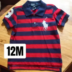 新品　未使用　１２M　Ralph Lauren ラルフローレン　ビッグポニー ネイビー×レッド　半袖　ポロシャツ　男の子　ベビー