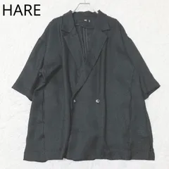 ハレ　テーラードジャケット　オーバーサイズ　ダブルボタン　サイドポケット　カジュアル　シンプル　上品　ブラック