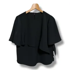 Leilian WHITE LABEL レリアン ホワイトレーベル プルオーバー ブラウス 半袖 フレア 定価37400円 レディース サイズ9 ブラック 夏 久喜倉庫店 1 No.K 1135