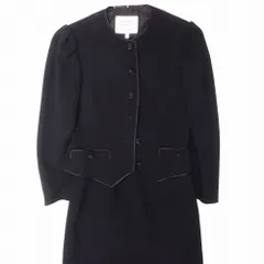 KIMIJIMA キミジマ セットアップ ノーカラー ジャケット スカート スーツ ブラック フォーマル サイズ9 黒 レディース 【中古】