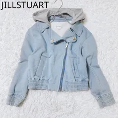 ジルバイジルスチュアート　デニムジャケット　フード付き　ギャザー　ブランドロゴ　カジュアル　シンプル　ブルー系