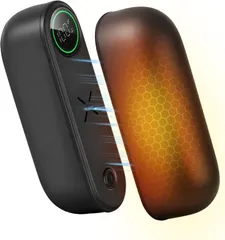 AMOVO 【2025新型磁気式・1台2役】 充電式カイロ 分離式 360°全面発熱 3秒急速発熱 電気カイロ 3階段温度調節 モバイルバッテリー機能 LED電量表示 10000mAh大容量 Type-c  小型  旅行 出張 冷え対策  (black)