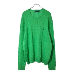 Polo by Ralph Lauren ポロ ラルフローレン ケーブルニット コットンセーター グリーン(メンズ XXL)中古 古着 V9514