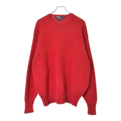 90年代 Polo by Ralph Lauren ポロ ラルフローレン コットンニットセーター 大きいサイズ レッド(メンズ XXL)中古 古着 V9516