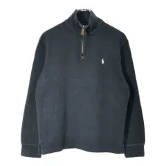 Polo by Ralph Lauren ポロ ラルフローレン ハーフジップ コットンセーター ブラック(メンズ S)中古 古着 V9520