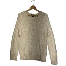 J.CREW/ジェイ・クルー ウールニット ニット セーター 長袖 Vネック CHINA製 Mサイズ アイボリー