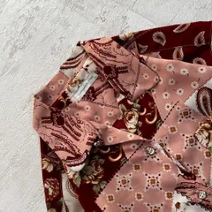 昭和レトロレトロ花柄 パッチワーク風長袖シャツゆったりオープンカラー