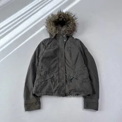 Abercrombie & Fitch flight jacket khaki M アバクロンビー＆フィッチ フライトジャケット　ファー フーデット フーディー 短丈 レディース コットン 00s Y2K グランジ ロゴ刺繍 古着