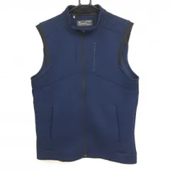 【超美品】アンダーアーマー アウターベスト ネイビー ドット地模様 胸ロゴ COLDGEAR メンズ XL/TG/EG ゴルフウェア UNDER ARMOUR